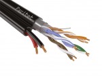Комбинированный кабель для подключения уличных IP-камер видеонаблюдения с ИК-подсветкой, подогревом и ДУ Паритет ParLan combi F/UTP2 Cat5e + 2х1,5 PE